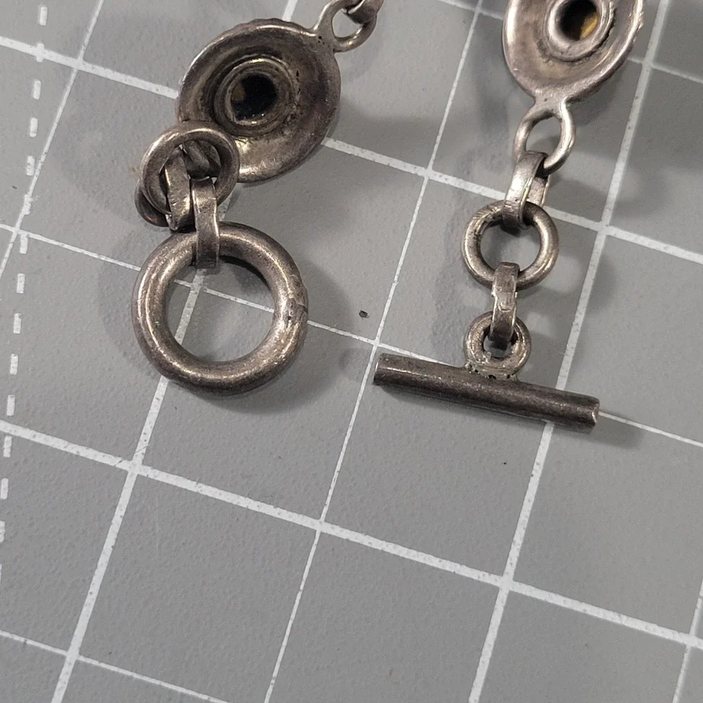 Vintage Silver Tiger's Eye Link Bracelet Toggle Clasp 925 TESTED - Picture 3 of 6